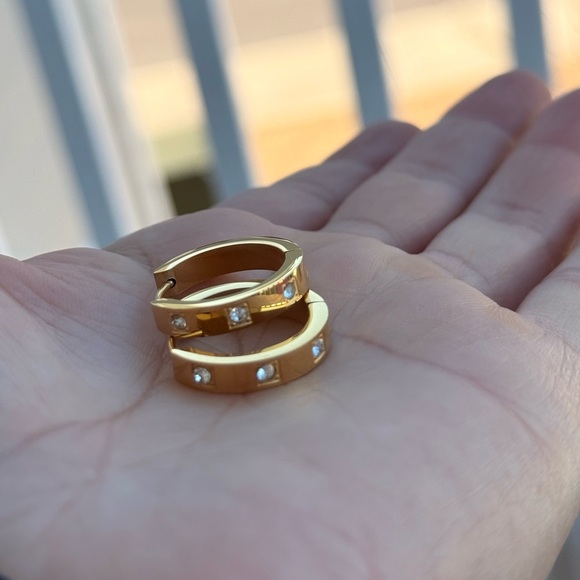 Earrings Jewelry - ✨ Gold Huggie Hoop Earrings with Zircon Stones ✨